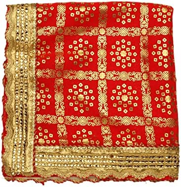 Criação aditri vermelha grande pano de seda decorativo chunari chunni puja festival decoração chunr