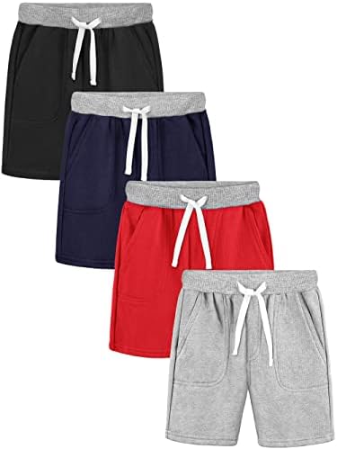 RESINTA 4 PACK meninos e crianças shorts trocas de troca de shorts atléticos puxar com calças curtas da cintura
