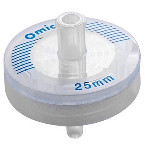 OMICRON SFGFPE25RB Filtro de seringa de dupla camada com fibra de vidro 2,0 µm, pré-filtro 25 mm, PEs