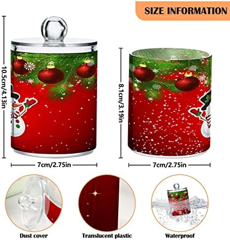 Alaza 4 Pack QTIP Dispensador Red Christmas Padrive Banheiro Latas organizadoras de banheiro para bolas de algodão/swabs/almofadas/fio