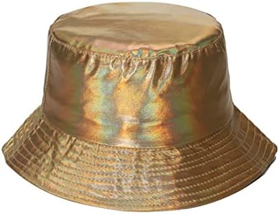 Chapéu de balde metálico unissex Trendy Hats Fisherman Reversível Chapéu Pacote Sol dos anos 80s 90s Hip Hop Figurino…
