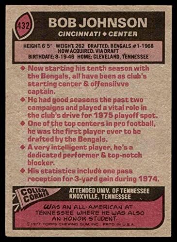 1977 Topps 432 Bob Johnson Cincinnati Bengals VG Bengals Tennessee