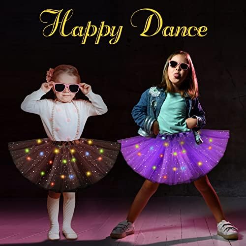 16 PCs LED Light Up Tutu Skirt for Little Girls Stars lantejoulas Tulle Tutu Saias Multicolor Princesa