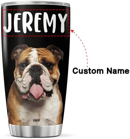 Cubicer personalizado Coffee Tumbler Bulldog Copo isolado de caneca com tampa Nome personalizado