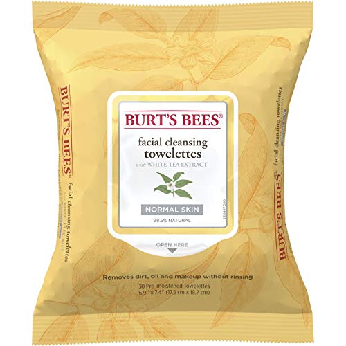 Toalhetas de limpeza facial de abelhas de Burt com extrato de chá branco - 30 toalhetas