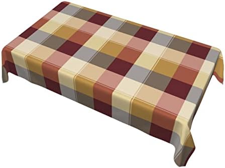 Toca de mesa retângulo de queda quadriculada 60x84 polegadas, toalha de mesa de xadrez de colheita marrom