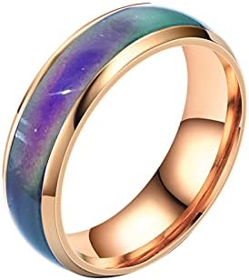 Aço inoxidável Temperatura de cor sensorial que muda anel Anel de casamento Promise anel de casamento para mulheres