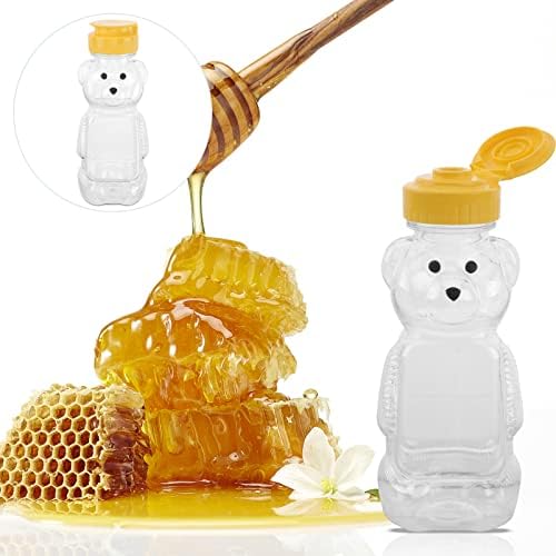 Doitool 12pcs 240ml Honey Urrador Distribuidor de mel- 15,4 cm de mel de mel transparente com flip-tampa-
