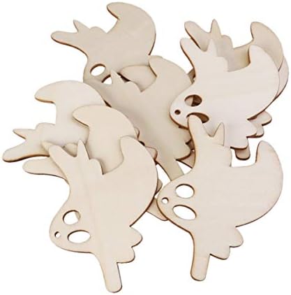 Sewacc 10pcs Halloween Wooden Slices Kit Diy Crafts Cutouts Blank Cutouts Ornamentos Ghost Shaped Hanging