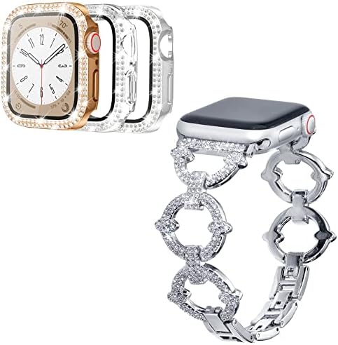 Letóid Apple Watch Band & Case Set Compatible apenas com face iwatch de 41 mm, pulseira de pulseira de jóias com