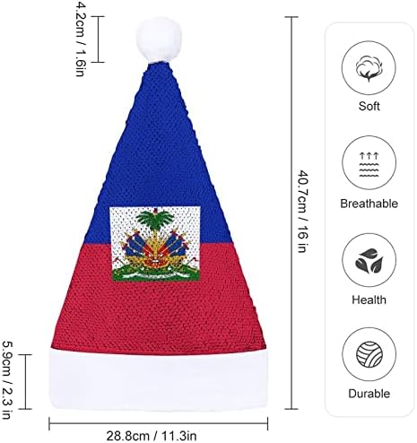 Flag do Haiti lantejous chapéus de natal santa natal chapéu para adultos Fantas figurinos de festa de natal