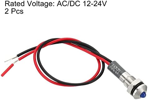 Patikil AC/DC 12-24V Luz indicadora de sinal de 6 mm, 2 pacote do painel da cabeça convexa Montagem de metal