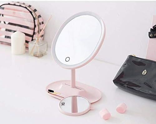 Espelho de maquiagem Zchan - espelho de maquiagem LED com lâmpada de preenchimento de desktop com pequeno espelho