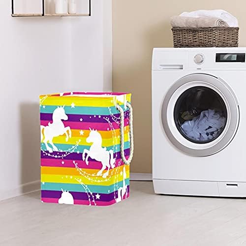 Galaxy Rainbow Unicorn Laundry cesto com alças grandes cestas dobráveis ​​para lixeira, quarto de crianças,