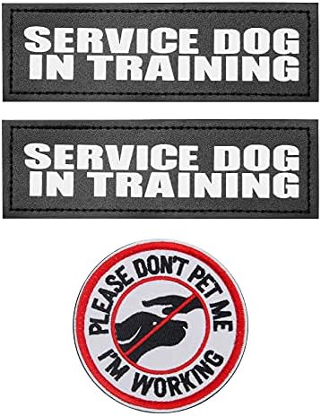 Cão de serviço em remendos de treinamento, coolrunner 2 pcs remendos de cães reflexivos e 1pcs bordados