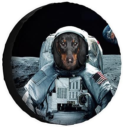 Cafetime Dachshund Dog Astronauta Protetores de capa de pneus sobrecarrega Tampa a prova de poeira de