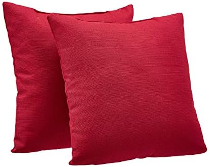 Basics 2 -Pack Linen Style Decorative Throw Pillows - 18 quadrado, vermelho clássico