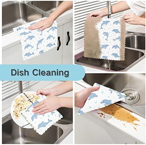 Cataku Cartoon Dolphins de cozinha panos para lavar louça de pano de limpeza reutilizável Toalhas de pano