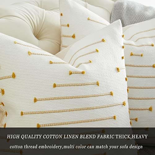 Capas de travesseiro Boho amarelo gigizaza, geométrico, 18x18, conjunto de 2, linho de algodão decorativo
