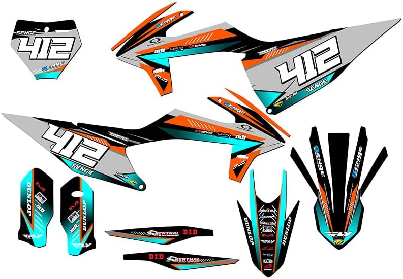 2019-2022 XCF Surge Orange Senge Graphics Complete Kit com Rider I.D. Compatível com KTM