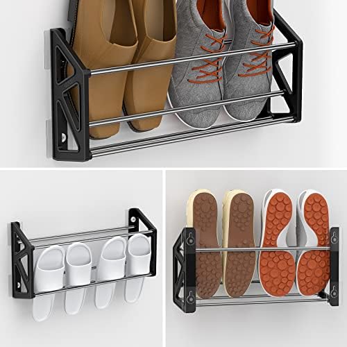 Sapatos de parede Yocice Rack 3pack/pode armazenar tênis 6Pairs e sandália de escorregamento 6Pairs, com suportes pendurados, prateleira de armazenamento de armazenamento de sapatos, cabides de sapatos, SM07-17.5inch-3pack