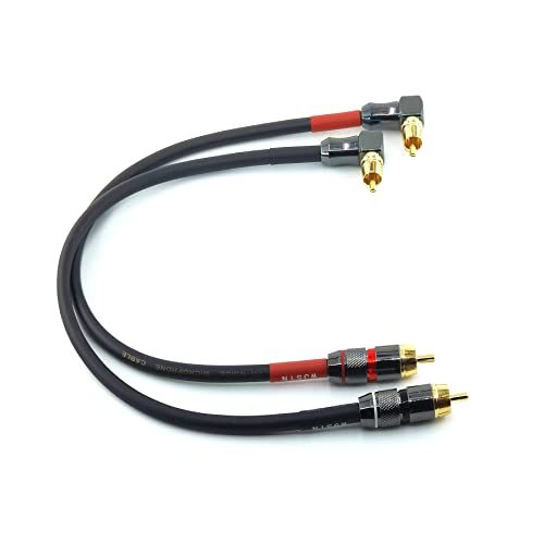 WJSTN-055 90 graus ângulo reto RCA Subwoofer Cable Audio Cable RCA Male para masculino Cordão de