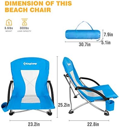 Cadeira de praia de backpack kingcamp dobrando cadeira de praia portátil para adultos com saco