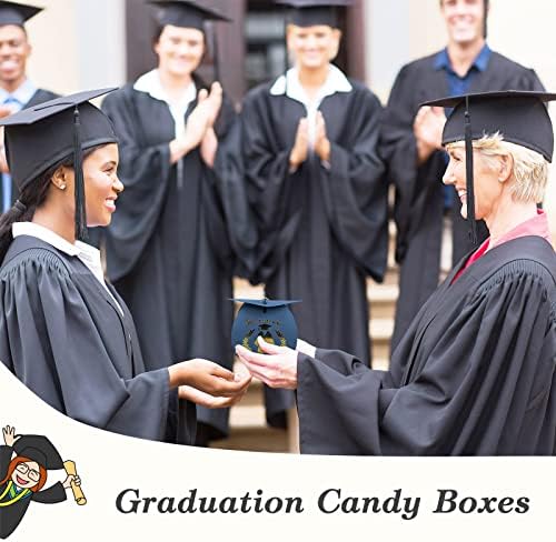 Caixa de presente de graduação Akerock 30 PCs, caixas de doces de formatura com borla, Parabéns