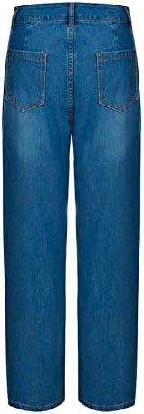 Miashui calças femininas Tamanho casual Tamanho 16 mulheres impressas jeans lavadas jeans de calças largas de pernas largas harema Mulheres