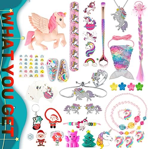Movinpe Unicorn Advent Calendar para Girl 2022 Christmas, Gifts de novidade de 24 dias, acessórios