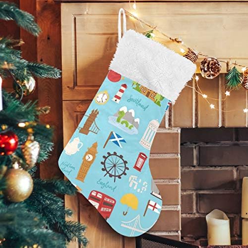Pimilagu Reino Unido Grã -Bretanha Viagem Meias de Natal 1 pacote 17,7 , pendurando meias para decoração