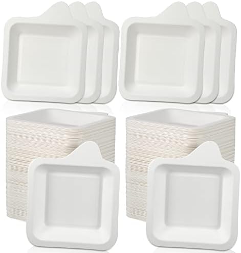 300 PCs pequenas placas de papel pequenas placas descartáveis ​​placas de papel placas quadradas brancas placas