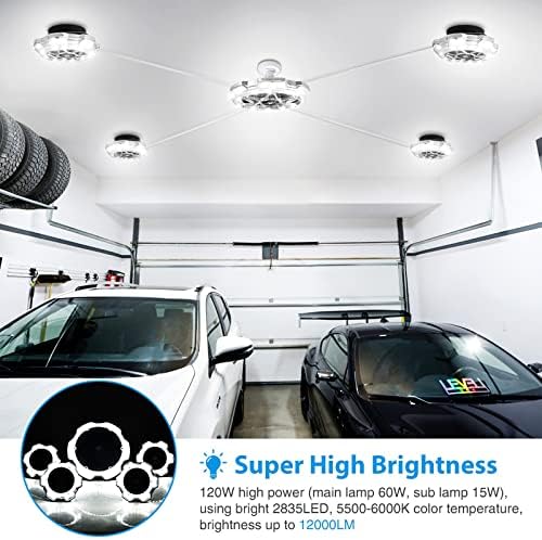 High Bay Light 12000 Lm Daylight Garage Teto Light, Luzes de armazém LED 120W para loft Basement