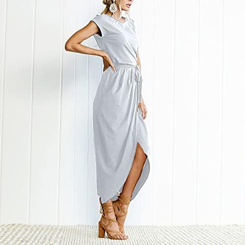 Vestidos longos para mulheres para mulheres de cor sólida de cor sólida de manga comprida