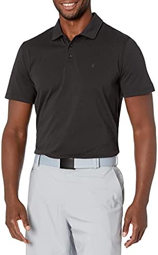 Volcom Mens Hazard Performance Desempenho de manga curta Camisa de pólo de golfe leve, Pro Black, grande EUA