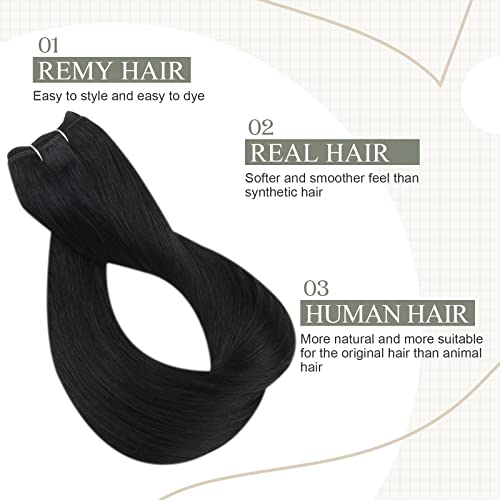 FSHINE 16 polegadas costura em extensões de cabelo de trama 100 gramas de jato preto Extensões de cabelo
