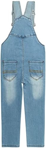 Macacão de jeans de garotas espaciais do Kidscool, cintura elástica dentro do macacão de jeans elásticos