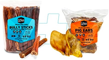 Sitka Farms Bundle Bully Scticks XL 12 durading + Pig Ears Chews Special Dogs