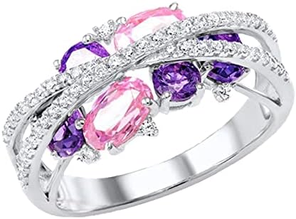 Anéis de casamento e noivado x em forma de pingente de pingente rosa de diamante de zircão de zircão da