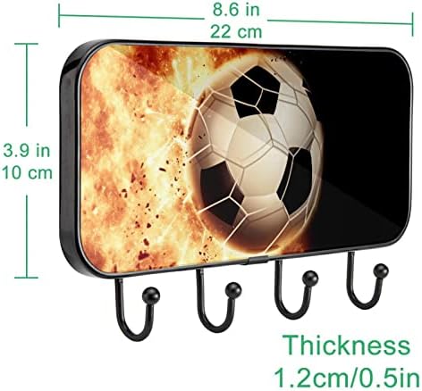 Montamento de parede do cabide do casaco Vioqxi, 3D Eploding Fiery Football Soccer Ball Gankes de