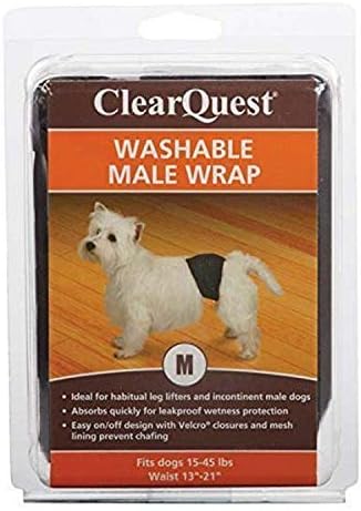 ClearQuest Lavagem de cães masculinos, reutilizável, proteção de umidade à prova de vazamentos - médio, preto