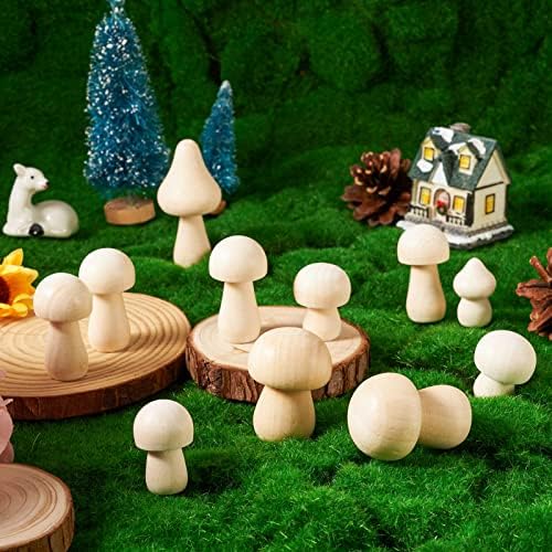 Fashewelry 30pcs inacabados cogumelos de madeira 10 tamanhos de madeira natural cogumelo sem pintura