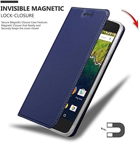 Caso Cadorabo Book Compatível com Huawei Nexus 6p em azul escuro escuro elegante - com fechamento magnético,