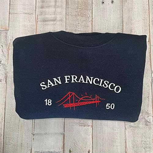 São Francisco California Bordada Bordado Sweatshirt, São Francisco City Crewnek