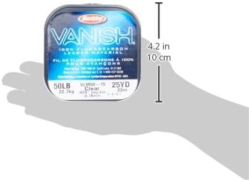 Berkley Vanish® Líder Material, Clear, 8lb | 3,6 kg, 50yd | Linha de pesca de fluorocarbono de 45m,