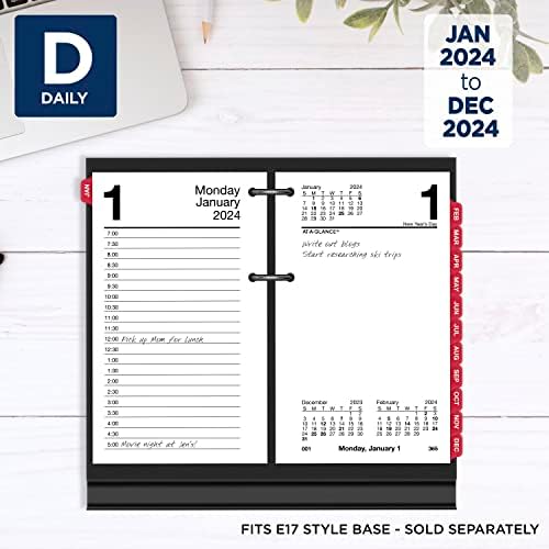 AT-A-GLANCE 2024 Daily Desk Calendar Reabil, 3-1/2 x 6, padrão, folha solta, com guias mensais