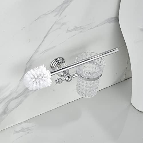 Wolibeer Crystal Chrome towel anel de papel higiênico suporte de papel higiênico porta -escova de 3 peças conjuntos