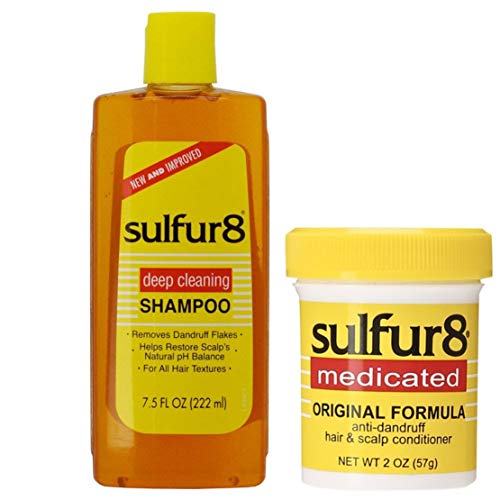 Sulfur8 Anti-casca e cuidados com couro de couro shampoo 7,5oz + Condicionador 2oz duo