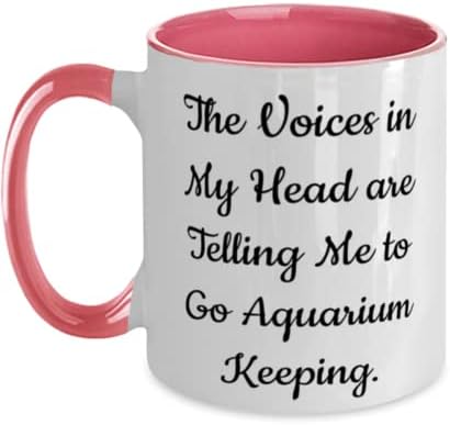 Jogo de aquário, as vozes na minha cabeça estão me dizendo para ir para a manutenção de aquário, sarcasmo dois tons caneca de 11 onças para amigos de