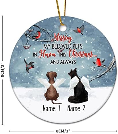 BOMEHHHJULI Memorial Pet Dog Ornamento de Natal Miss My My Amado animal de estimação no céu Rodada personalizada